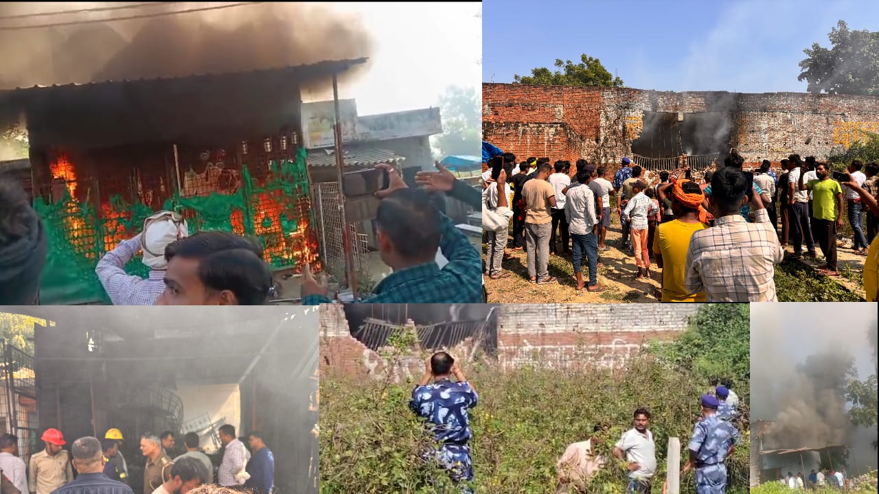 Prayagraj: Massive Fire at Shiv Sonar’s Shop Near Mahadev Temple in Tharwai, Flames Controlled After 4 Hours